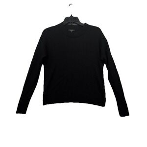 Quince Women's Alpaca Wool Blend Mock Black Texture Sweater Size Medium